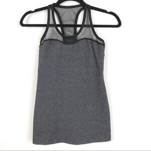 Beyond Yoga XSmall XS Mesh Back Workout Tank Heather Gray Black Racerback Top